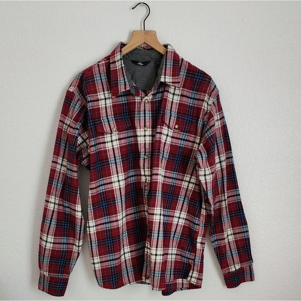 Wrangler Men's Plaid Burgundy Pearl Snap Flannel Shirt 2XL